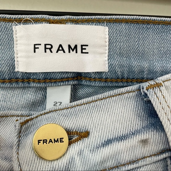 Frame Denim Light Wash Le Garçon Crop Raw Edge Frayed Jeans - Picture 5 of 6